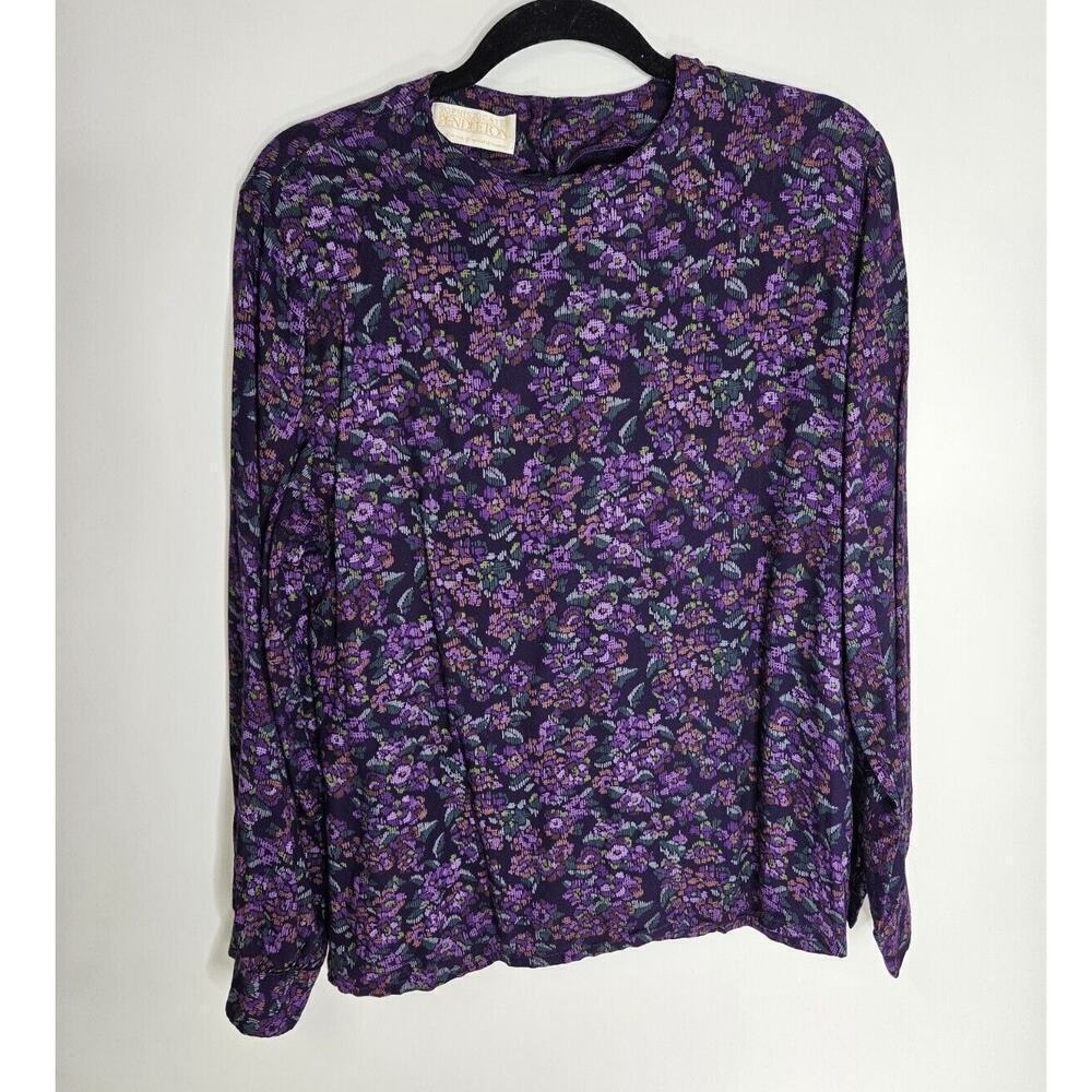 Vintage Sophisticates Pendleton Purple Floral Print Blouse Size 14 USA Made